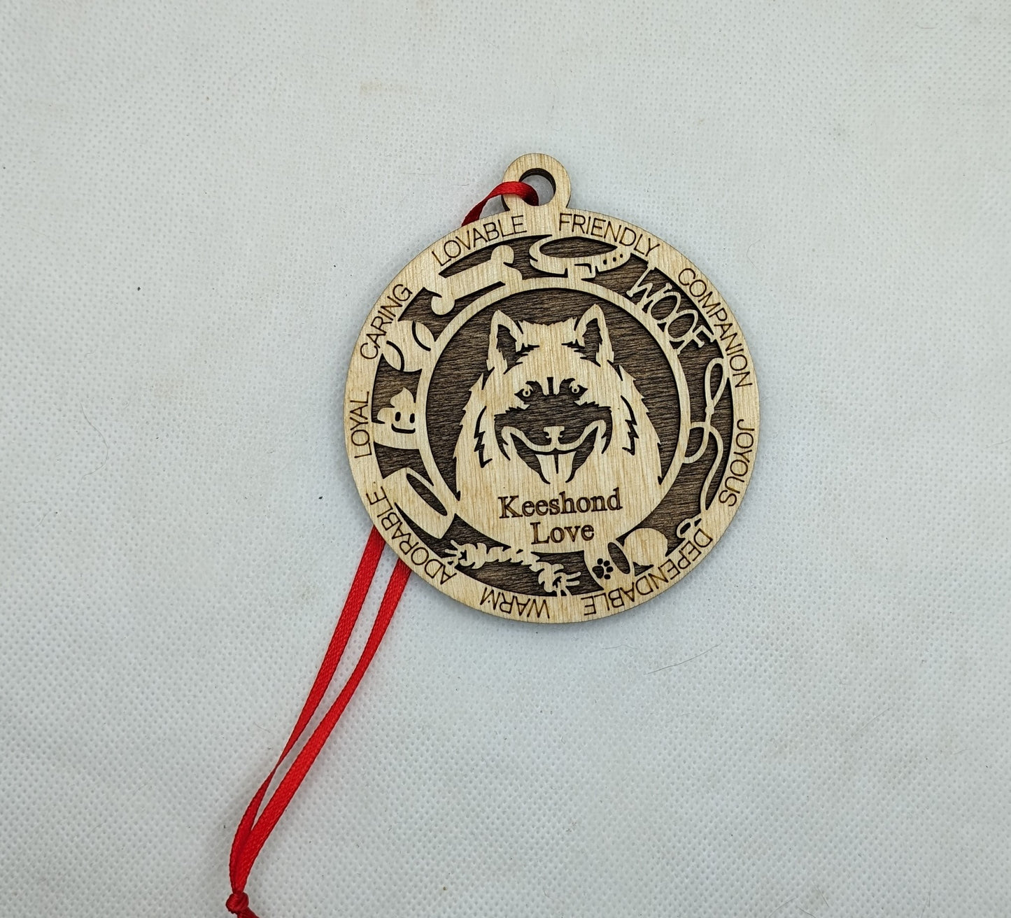 Keeshond Dog Wood Ornament