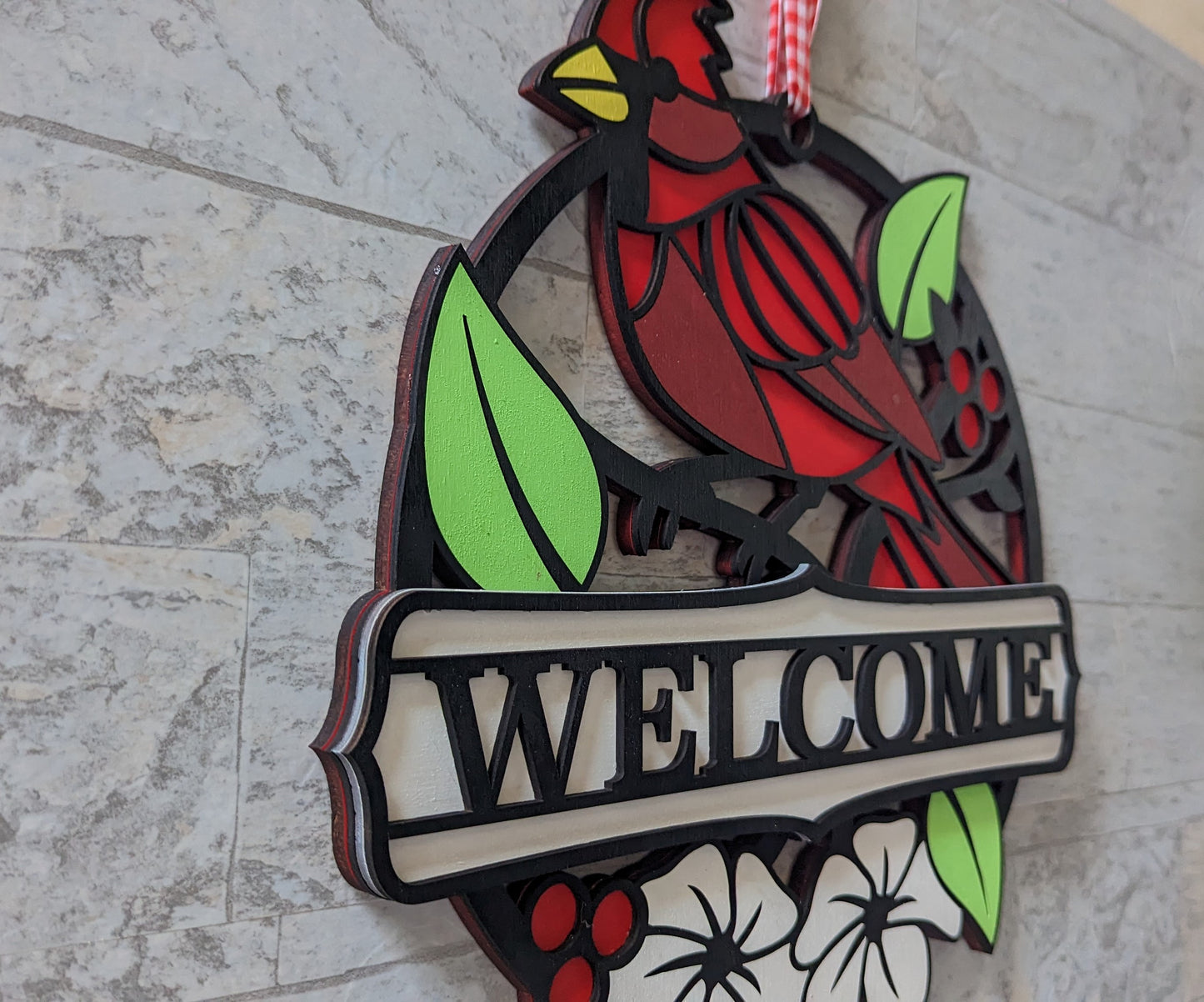 Cardinal Front Door Hanger, Cardinal Wooden Wreath, Door Wreath, Housewarming Gift, Home Decor, Wood Round Sign, Cardinal Sign