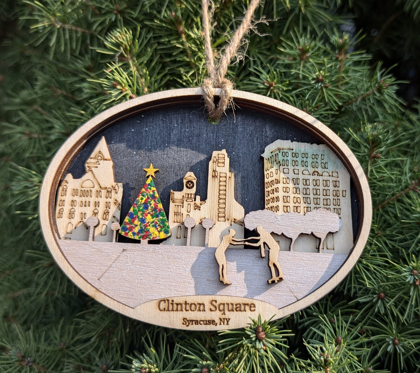 Clinton Square Syracuse NY Ice Skating Christmas Ornament