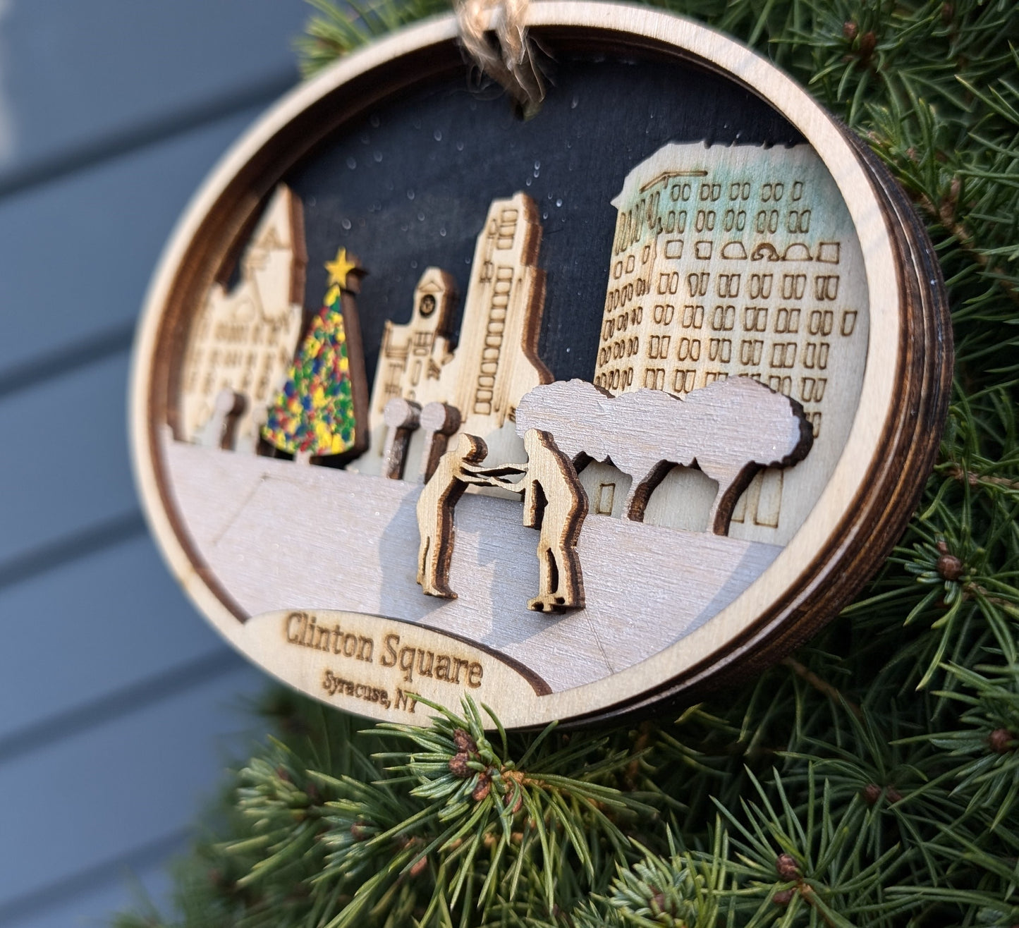 Clinton Square Syracuse NY Ice Skating Christmas Ornament