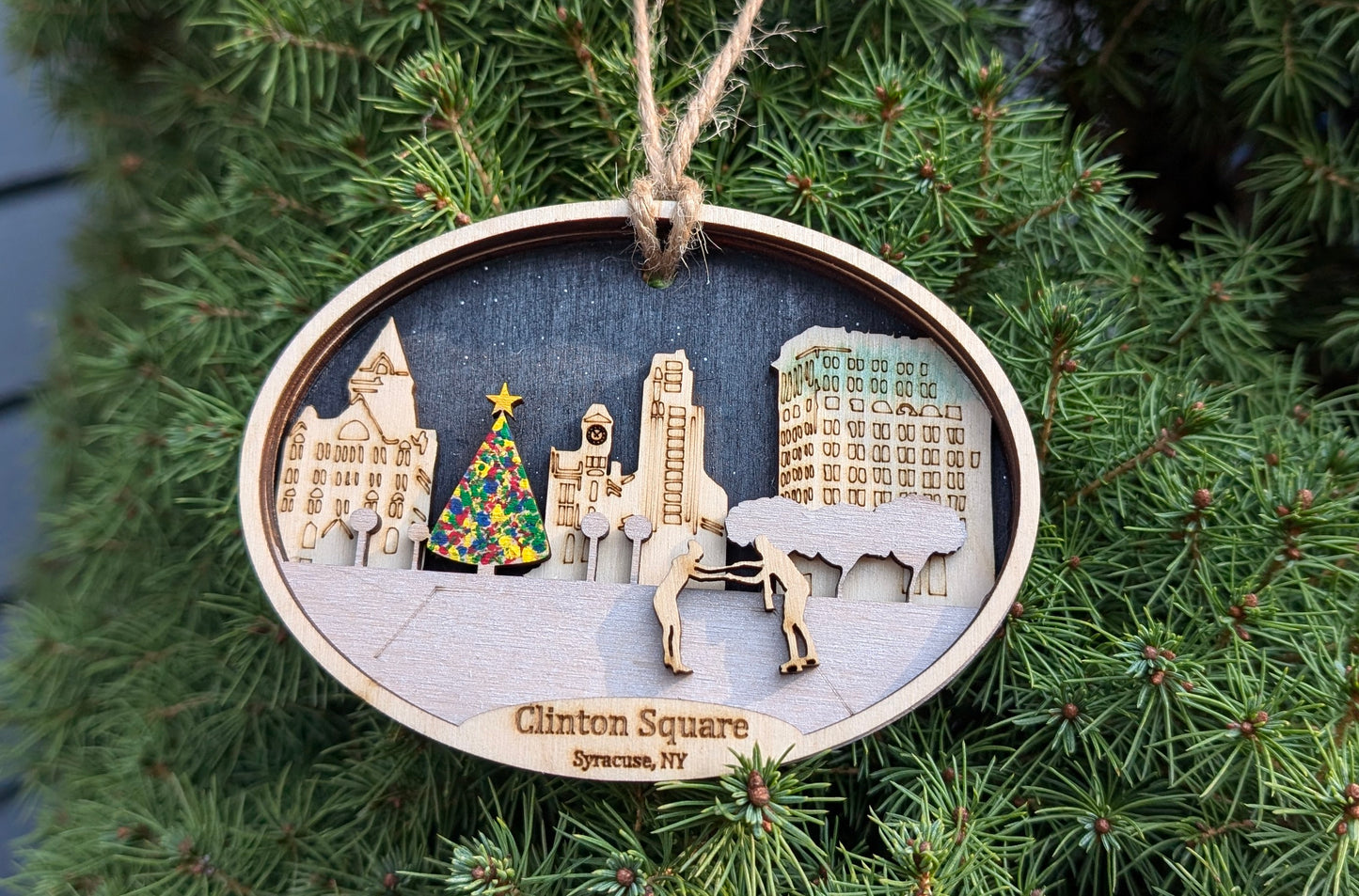 Clinton Square Syracuse NY Ice Skating Christmas Ornament